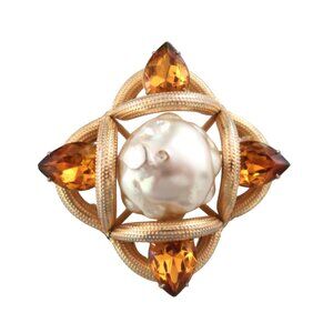vtg SCAASI Faux mabe Pearl brooch